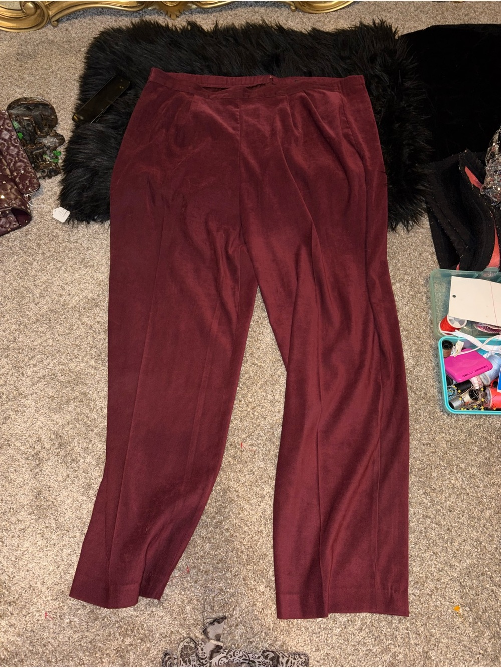 Vintage Courtenay Burgundy Straight-Leg Trousers